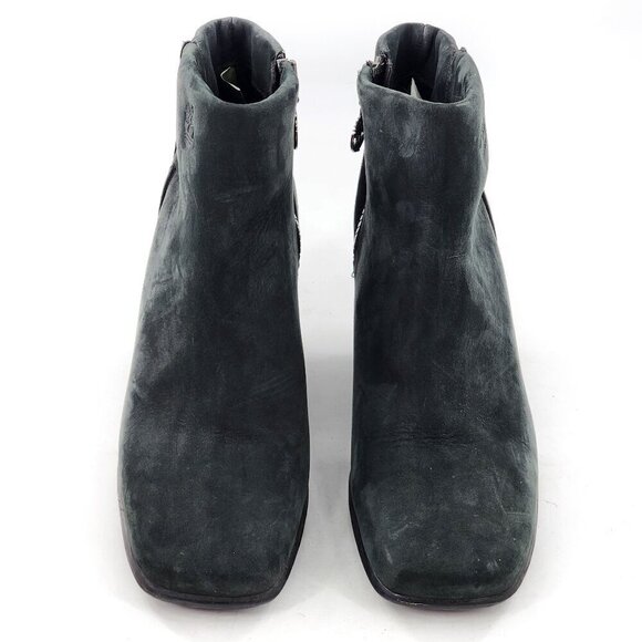 TIMBERLAND Baychester Black Nubuck Square Toe Heel Side Zip Ankle Boot - Picture 3 of 9